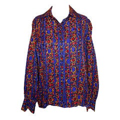 YSL Silk Multi Color Long Sleeve Blouse~38 6