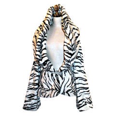 Vintage 1980's Norma Kamali zebra print rabbit fur jacket
