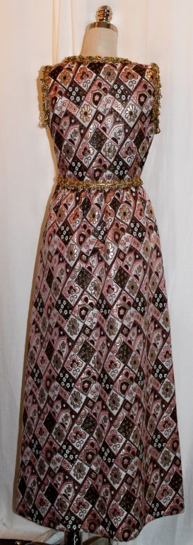 Vintage Oscar de La Renta metallic brocade gown-Circa Late 60's 1