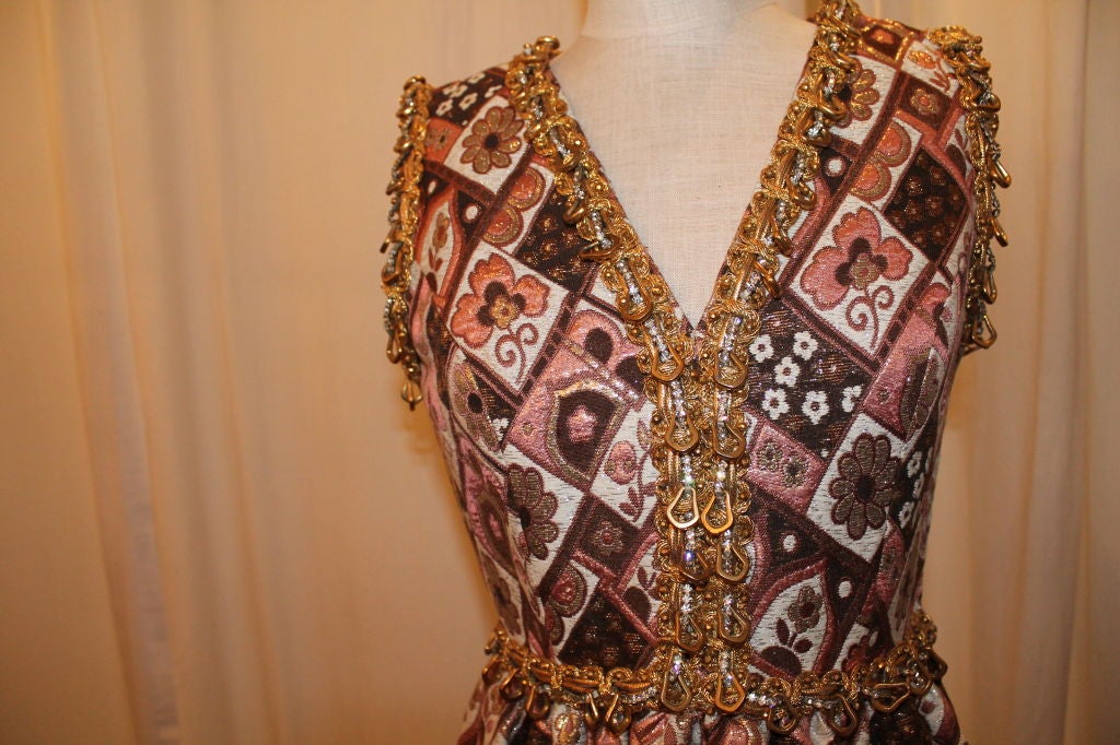 Vintage Oscar de La Renta metallic brocade gown-Circa Late 60's 3