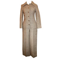 Vintage Galanos tan wool jumpsuit - circa 70's