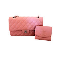Chanel soft pink caviar leather double flap bag-medium
