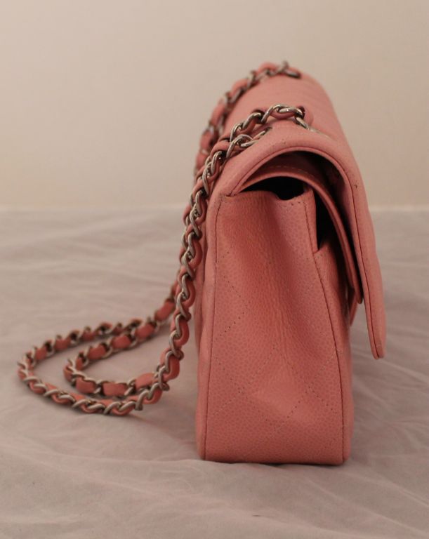 Chanel soft pink caviar leather double flap bag-medium at 1stDibs
