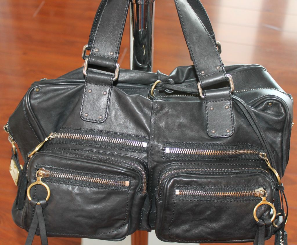 Women's Chole Large Paddington Black Leather Handbag