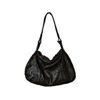 Prada Soft Chocolate Embossed Leather Hobo Handbag