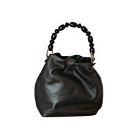 Christian Dior Small Black Leather Handbag With Bead Handle