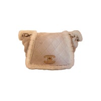 Chanel Ivory Quilted Suede Handbag
