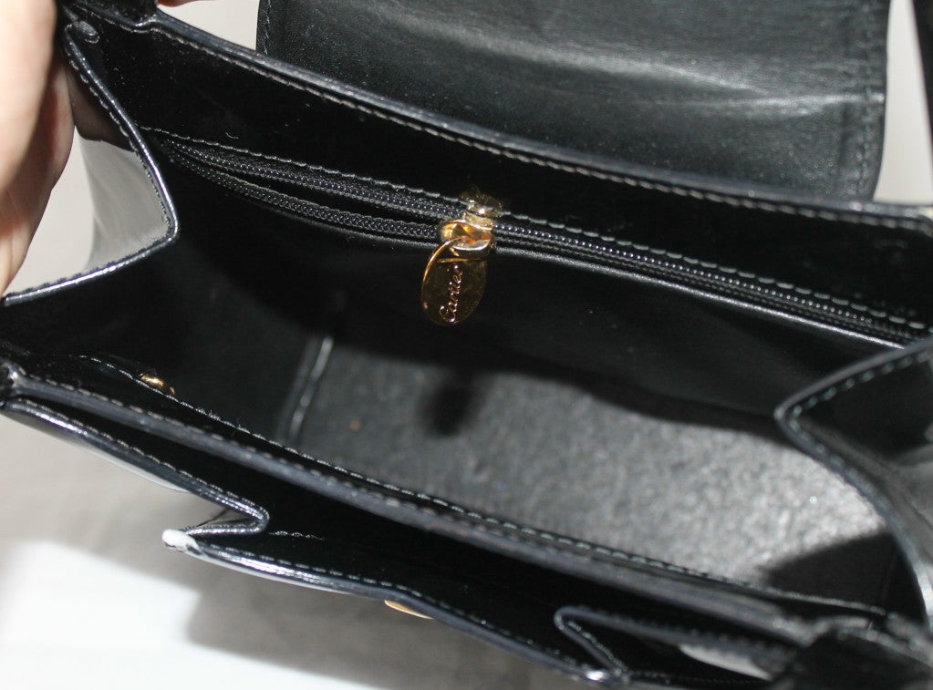Cartier Panthere Black Patent Leather Handbag at 1stdibs