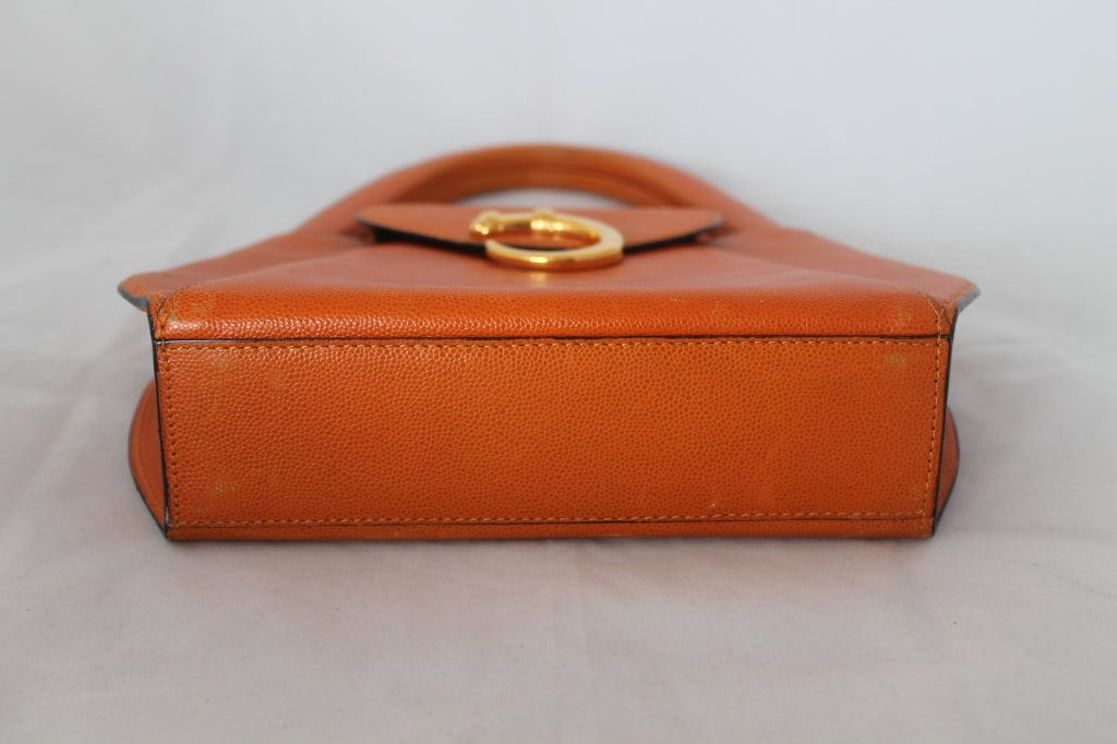 Women's Cartier Panthere Small Orange Pebble Leather Handbag