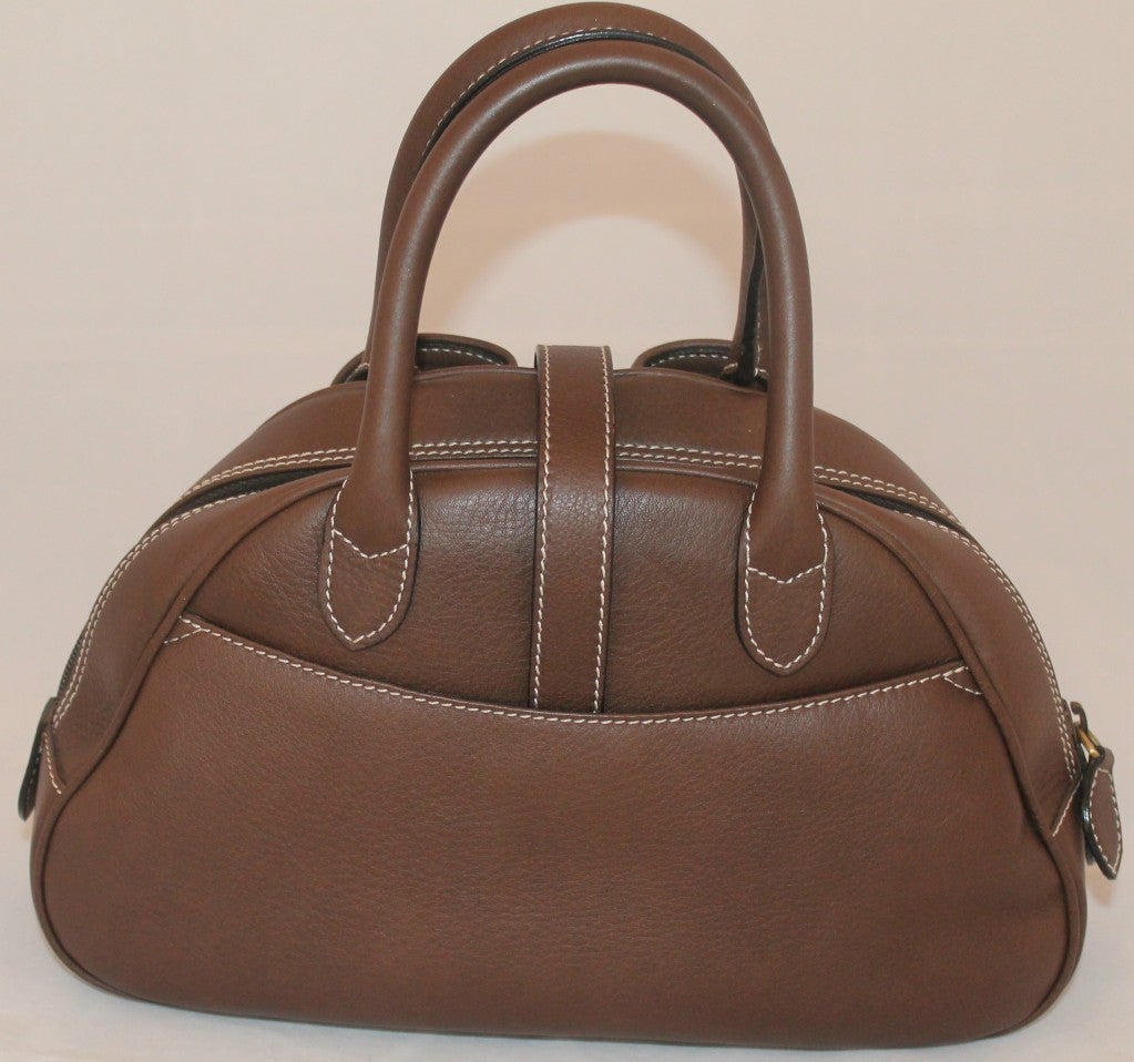 Christian Dior Brown Leather Top Handle Mini Bag  In Excellent Condition In West Palm Beach, FL