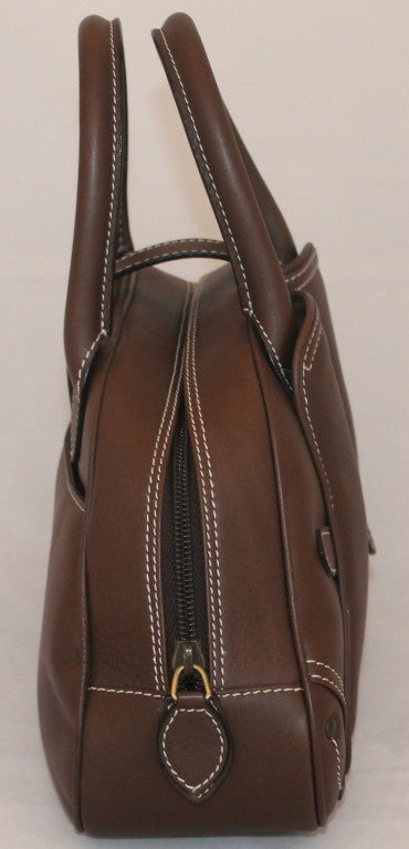 Women's Christian Dior Brown Leather Top Handle Mini Bag 