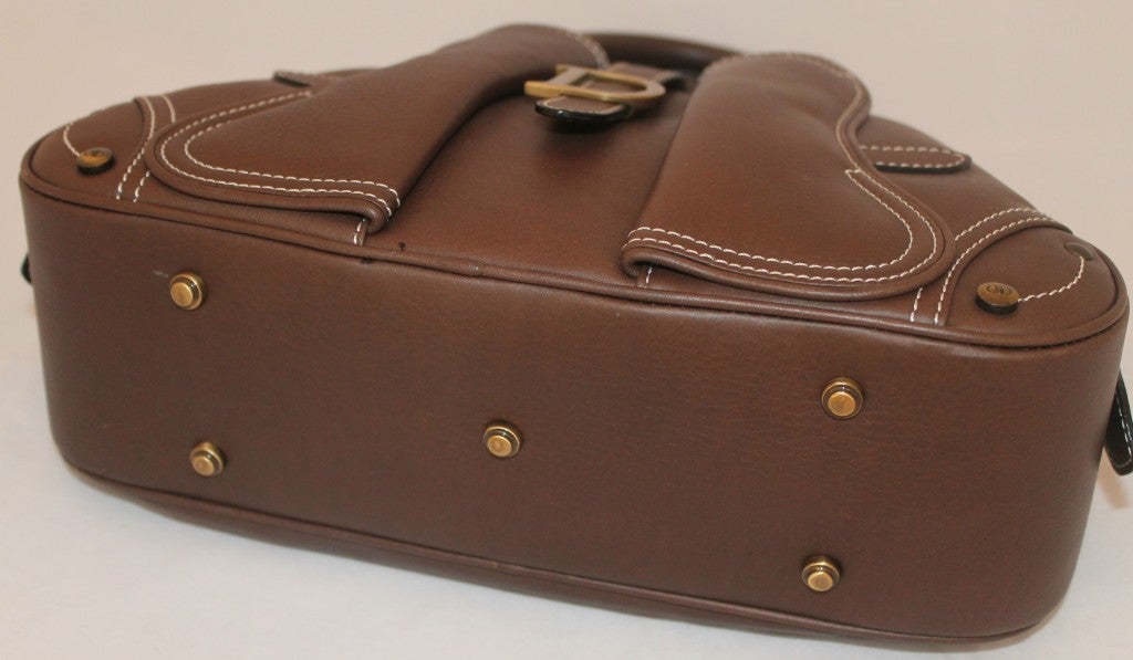 Christian Dior Brown Leather Top Handle Mini Bag  1