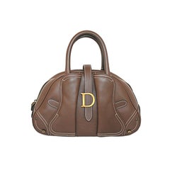 Christian Dior Brown Leather Top Handle Mini Bag 
