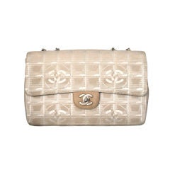 Chanel Taupe Silk Brocade Quilted flap w/ DBL Chain-SHW