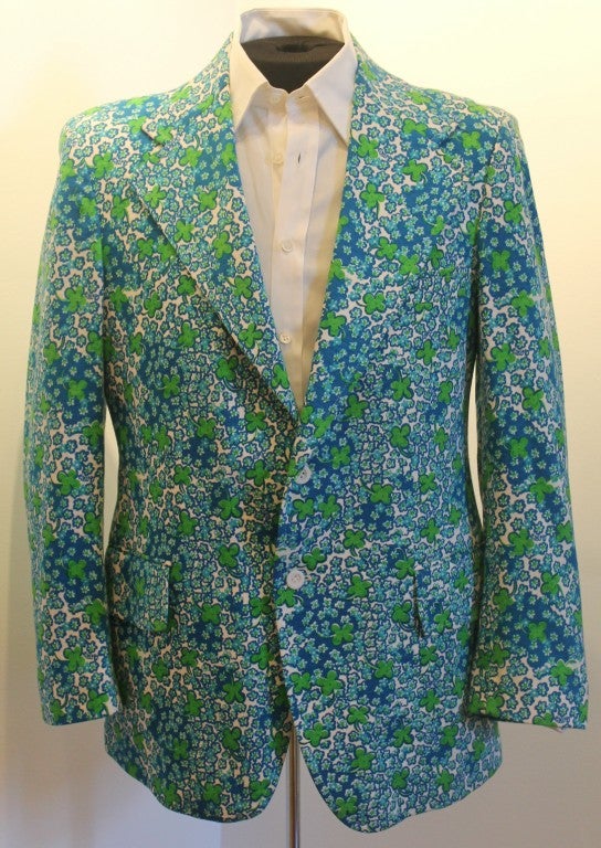 Vintage Lilly Pulitzer Mens Stuff Blue/Green Flower Sport Jacket at ...