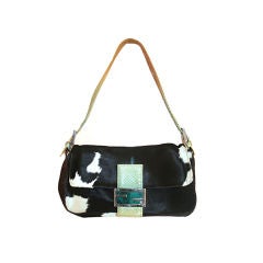 Fendi Black Pony Hair Bagutte Handbag