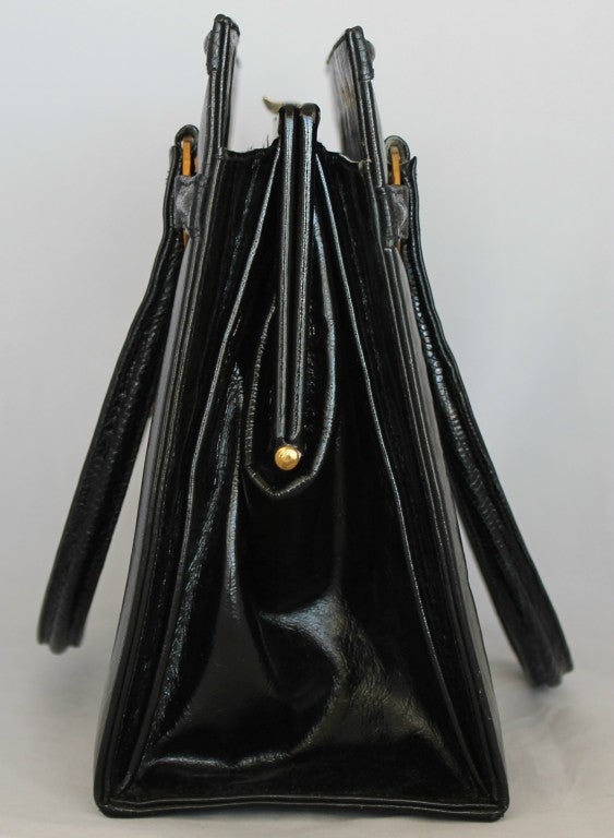 Vintage Martin van Schaak Black Leather Handbag with Eagle Brooch at ...