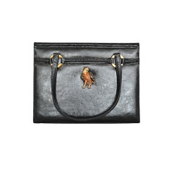 Martin Van Schaak Black Suede Handbag with Leopard Design at 1stdibs Martin Van Schaak Black Suede Handbag with Leopard Design at 1stdibs