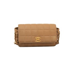 Chanel Mini Taupe Leather Double Chain Handbag