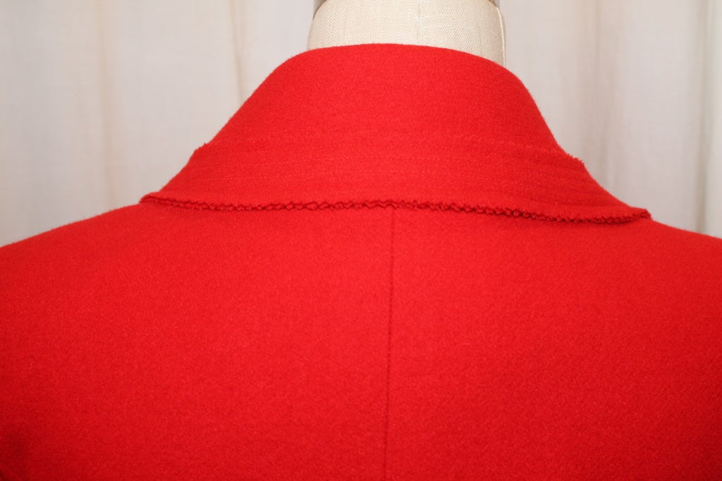 Chanel Vintage Red Wool Double Breasted Jacket 2