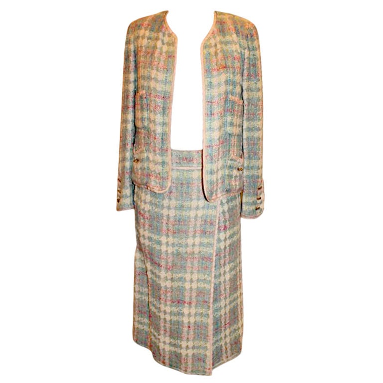 Vintage Chanel Pastel Tweed Skirt Suit-Circa 70's