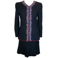 Chanel Vintage Boutique Navy Wool Skirt Suit