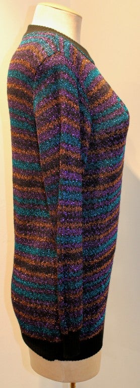 Women's YSL Vintage Wool Blend Metallic Sweater
