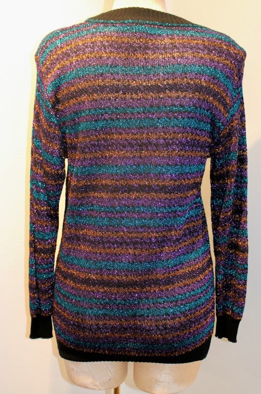 YSL Vintage Wool Blend Metallic Sweater 1