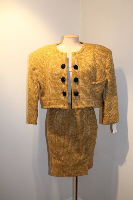 Suburban International Vintage Mustard Wool Jacket/Skirt Set