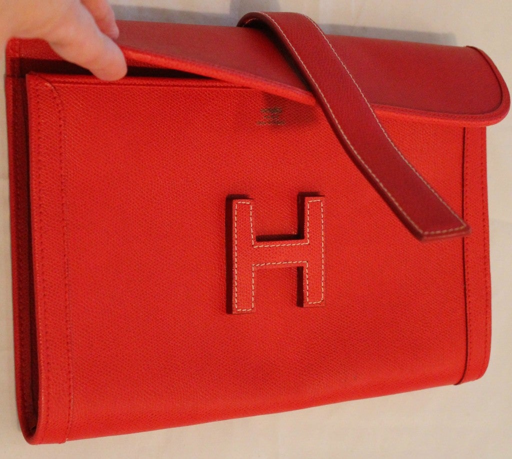 Hermes Red Leather Hermes Clutch 1
