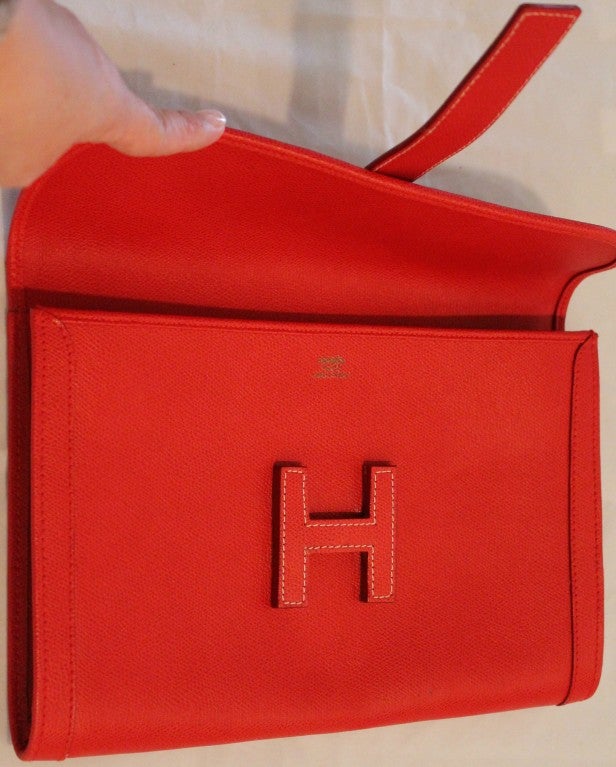 Hermes Red Leather Hermes Clutch 2