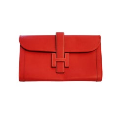 Hermes Red Leather Hermes Clutch