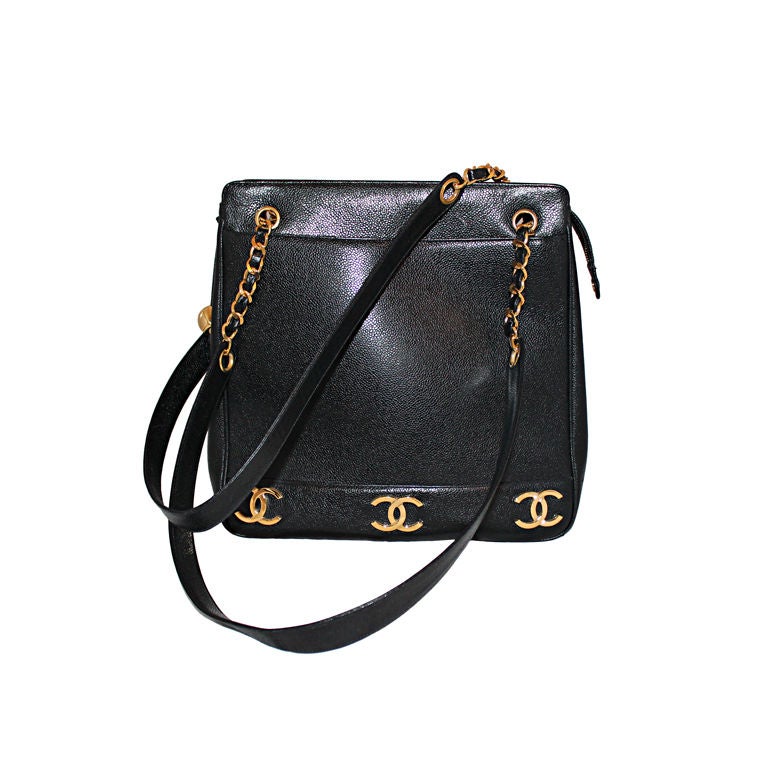 CHANEL Black Caviar Leather Hardware Small Camera Party Evening Shoulder  Bag For Sale at 1stDibs