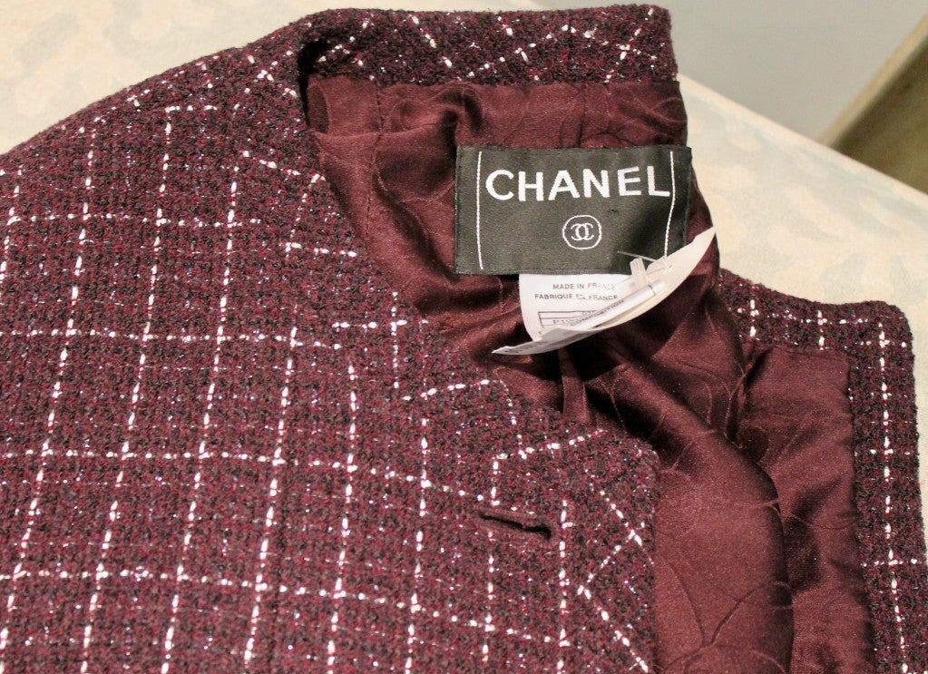 Chanel Eggplant Tweed with Silver Threading Jackt~38 2