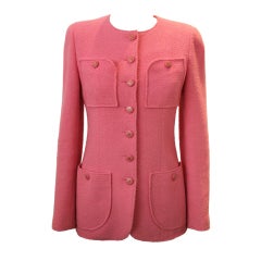 Chanel Pink Wool Blend Jacket at 1stDibs