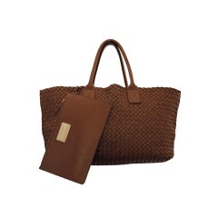 Bottega Veneta Large Brown Woven Leather Handbag