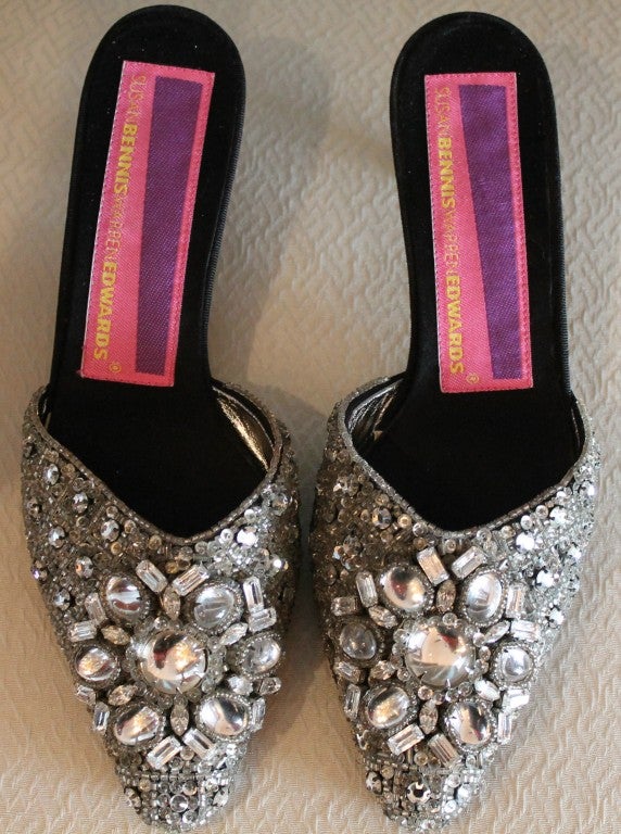 Women's SusanBennisWarrenEdwards Vintage Silver Crystal Shoes
