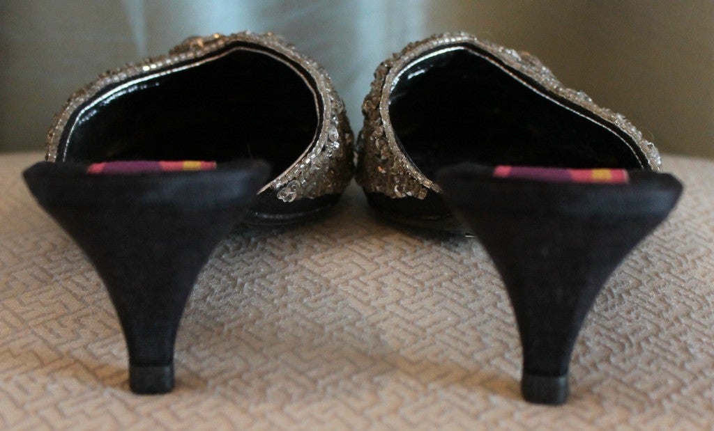 SusanBennisWarrenEdwards Vintage Silver Crystal Shoes 3