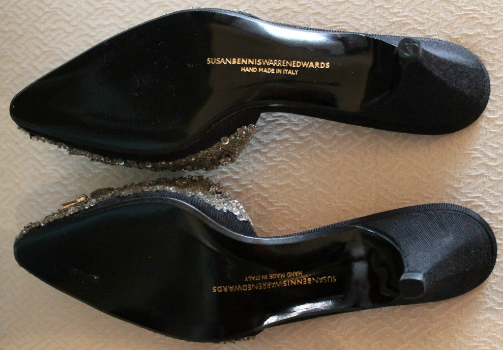 SusanBennisWarrenEdwards Vintage Silver Crystal Shoes 4