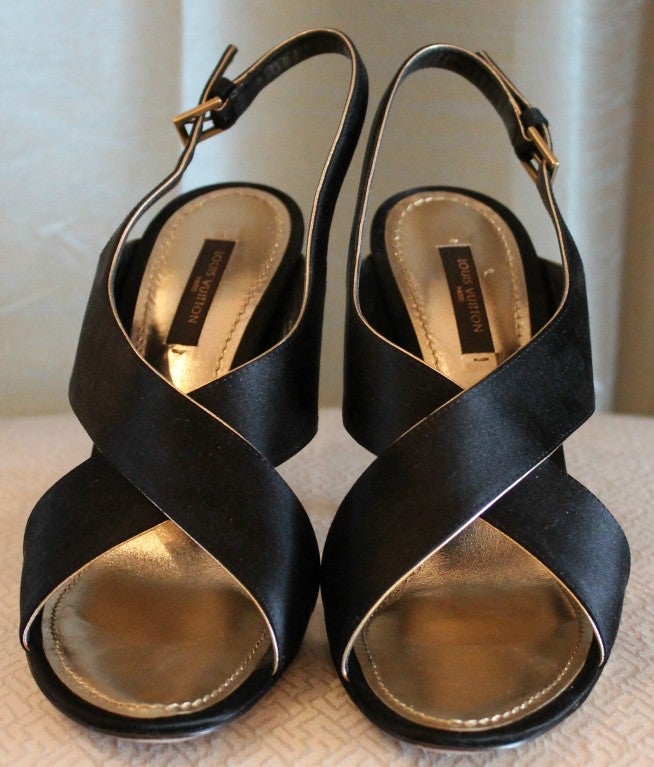 Louis Vuitton Black Satin Heels 1
