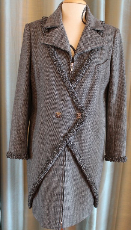 Chanel Grey Long Layered Jacket - 38
