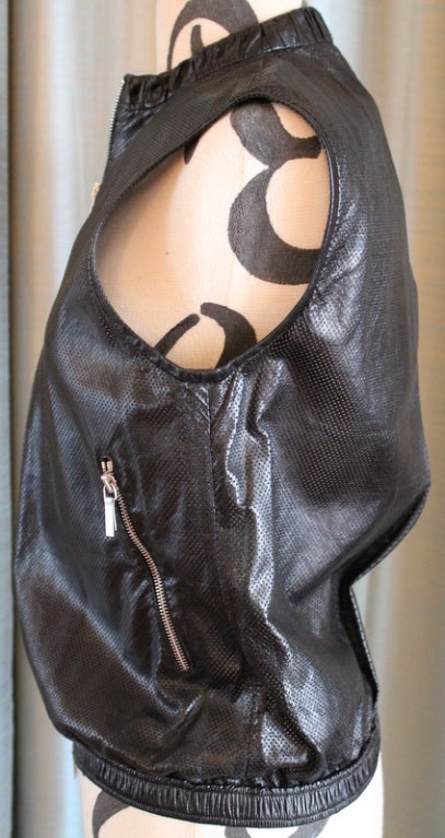 Jill Sander Black Perforated Leather Vest - Size 6 1