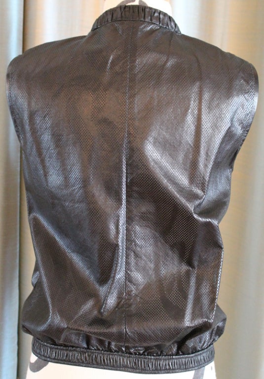 Jill Sander Black Perforated Leather Vest - Size 6 2