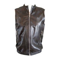 Jill Sander Black Perforated Leather Vest - Size 6