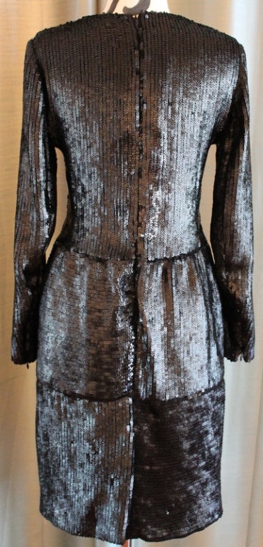 Yves Saint Laurent Runway automne 2006 - Robe de soirée noire à sequins texturés - Taille 38 Pour femmes en vente