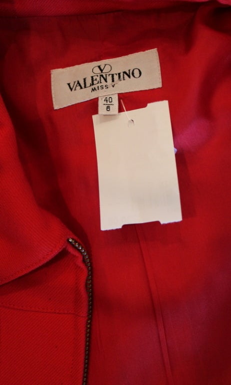 Women's Valentino Miss V 1990’s Red Long Hunting Jacket - Size 40  For Sale