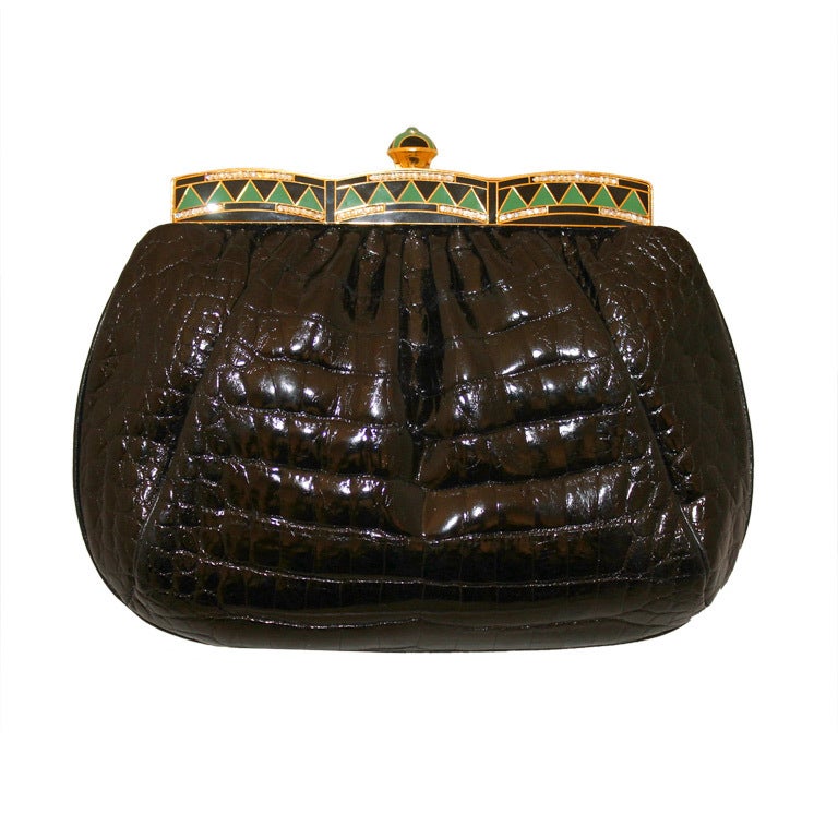 Judith Leiber Black Alligator Clutch