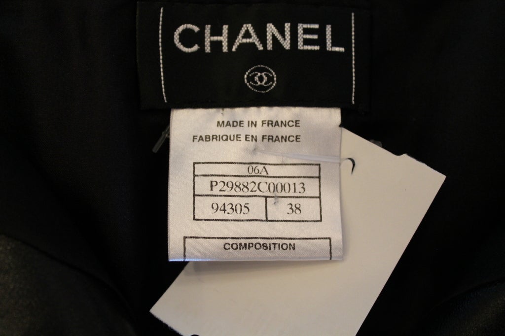 Chanel Black Leather Mini Skirt with Enamel Buttons -38 1