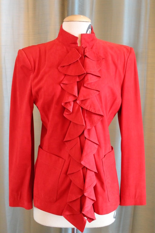 YSL Red Suede Jacket-6