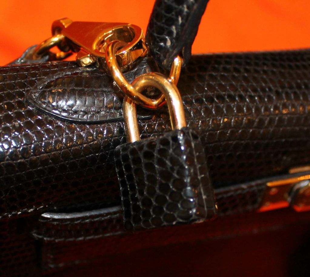 Hermes Black Lizard Kelly Bag - 25cm 6